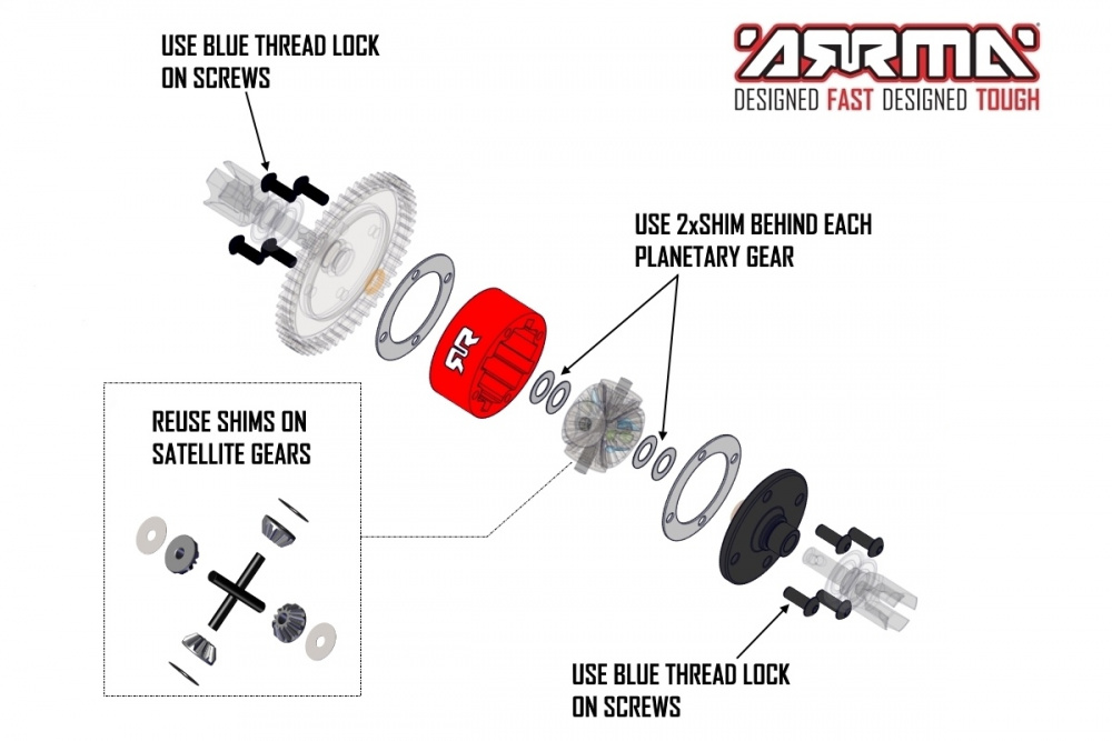 ARA220050 - Metal Diff Case Set - Løten RC Shop AS