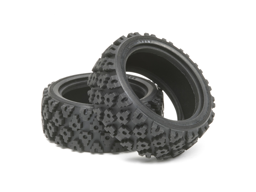 thumbnail interactive-video image 1 of Tamiya RC M-Chassis Rally Block Tires (2 Pieces) – TAM51427 1 of 4